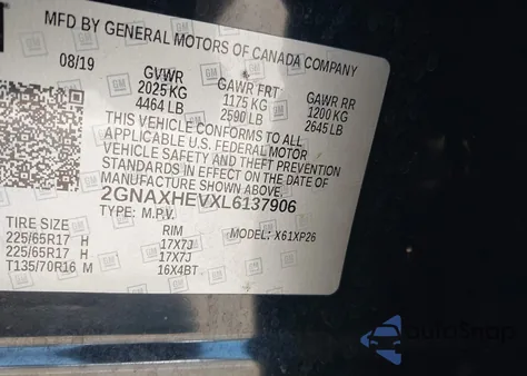 2020 Chevrolet Equinox Ls from USA, damaged, VIN 2GNAXHEVXL6137906